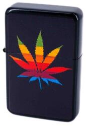 Angelo Benzines öngyújtó, fekete színű, Színes Cannabis levél mintával (A-245420-24)