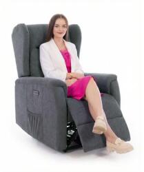 UNIZDRAV COMFORT relaxációs, dönthető füles fotel masszázs- és fűtésfunkcióval, antracit szövet