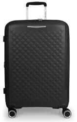 Gabol QUEENS fekete színű, négykerekű bővíthető közepes bőrönd GA-1250M-FEKETE