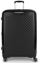 Gabol QUEENS fekete színű, négykerekű bővíthető nagy bőrönd GA-1250L-FEKETE