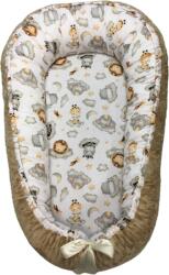  Kétoldalas pamut/minky babafészek kókuszbetéttel - Csoki felhős állatok