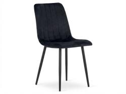  Scaun din catifea neagra LAVA ONYX cu picioare negre