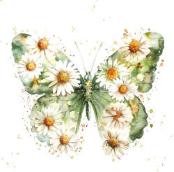  Ti-Flair Szalvéta 33x33 cm 3 Rétegű 20 Lap/Csomag Papillon & Marguerites Green (AAE515)