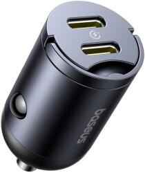 Baseus Incarcator auto Baseus - Car Charger Tiny Star Mini - 2x Type-C, 30W, with Built-in Pull Handle, 12V to 24V - Black
