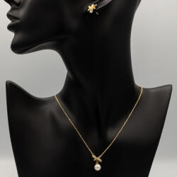 ElectraStore Colier Placat Cu Aur Galben Cu Pandantiv Perla Butterfly (C4401)