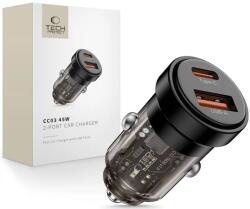 Tech-Protect CC03 2-portos autós töltő PD45W/QC3.0 fekete (5906302361656)