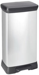 Keter Szemetes kuka pedálos fémhatású műanyag 50 literes fekete/ezüst Deco Bin_Curver - suplix