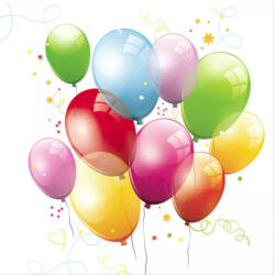  Színes lufis Balloons szalvéta 20 DARABOS, 33x33 cm