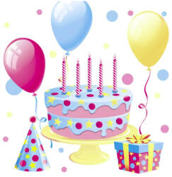  Happy Birthday Cake with Balloons szalvéta 20 DARABOS, 33x33 cm