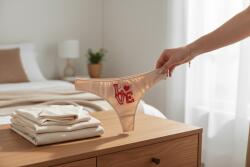 Talpigpamut Egyedi gyártású tanga, love mintás, L-es