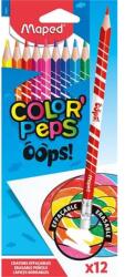 Maped Színes ceruza készlet háromszögletű radírral Maped Color Peps Oops 12 db (832812)