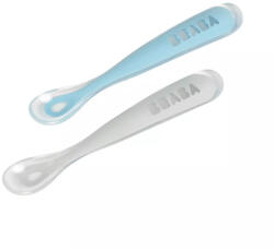 Béaba Ergonomikus Szilikon Hosszú Kiskanál Szett + Doboz - Viharkék (913468)