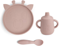 Nuuroo Szilikon 3 részes szett itatópohárral- Rózsaszín Zsiráf (NU446R)