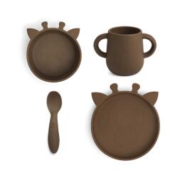 NUUROO szilikon 4 részes étkészlet- barna zsiráf (NU123_b)