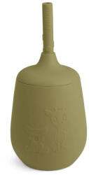 nuuroo szilikon pohár szívószállal- oliva (NU423O)