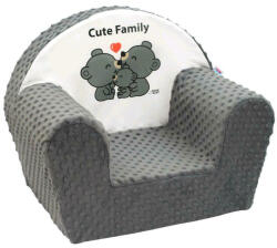 New Baby Fotoliu din burete, New Baby, cute Family, pentru copii, din tesatura minky, 9 luni - 5 ani, cu Husa detasabila, Gray (41222)