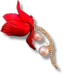 Borealy BroE a Floare Donna Red Perla , Cadou Elegant pentru femei (BIJ209)