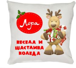  Коледна възглавничка Весела и щастлива Коледа, 30 см (46620-1-7)