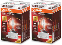 OSRAM Set 2 Becuri Xenon D1S OSRAM Xenarc Night Breaker 220 (+220%) - Performanta si Simetrie (66140XN2-2)