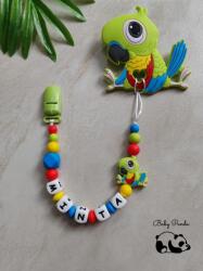 Baby Panda Névre szóló rágcsalánc - Papagáj - élénk zöld