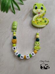 Baby Panda Névre szóló rágcsalánc - Kígyó - élénk zöld