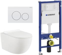 Anahita Construction Set vas WC suspendat Prestige Anahita, alb, evacuare orizontala, capac WC inclus, rezervor incastrat Geberit, clapeta alba Delta 20 (50327318WC706)