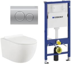 Anahita Construction Set vas WC suspendat Eternity 32 x 52, 5 x 36 cm Anahita, alb, evacuare orizontala, capac WC inclus, rezervor incastrat Geberit, clapeta crom Delta 20 (50327600/LX1901)