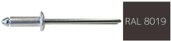 Koelner - Rawlplug Nyitott félgömbfejű húzószegecs 3, 2x6mm festett RAL8019 alumínium-acél
