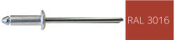 Koelner - Rawlplug Nyitott félgömbfejű húzószegecs 3, 2x8mm festett RAL3016 alumínium-acél