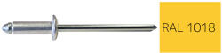 Koelner - Rawlplug Nyitott félgömbfejű húzószegecs 3, 2x6mm festett RAL1018 alumínium-acél