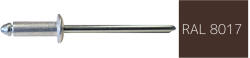 Koelner - Rawlplug Nyitott félgömbfejű húzószegecs 3, 2x6mm festett RAL8017 alumínium-acél