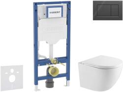 Geberit Duofix - Előfali szerelő készlet, Oudee WC és softclose ülőke, Sigma20 vezérlőgomb, fényes fekete/matt fekete SANI11CA5158 (SANI11CA5158)