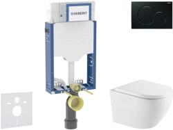 Geberit Kombifix - Előfali szerelő készlet, Oudee WC és softclose ülőke, Sigma01 vezérlőgomb, fekete SANI15CA5160 (SANI15CA5160)