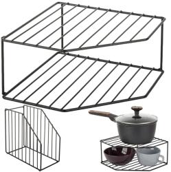 Verk Group Raft metalic cu două nivele pentru colț, ideal pentru bucătărie și baie (27220) Raft