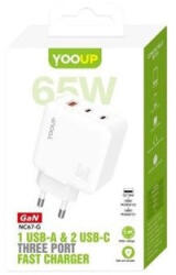 YOOUP NC67-G hálózati töltő PD 65W, 1xUSB-A és 2xUSB-C aljzatokkal (NC67-G)