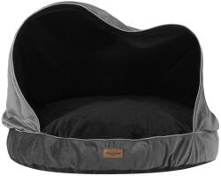 RECOBED Puf RECOBED cu pătură Velur gri/negru L Ø85cm