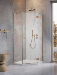 Radaway Essenza 8 Brushed Copper PTJ szögletes szálcsiszolt réz zuhanykabin 100x100 átlátszó jobbos