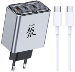 ZTE Incarcator retea ZTE PA0214E, 80W GaN, cablu 100W, 2 x USB-C, 1 x USB, Gri (PA0214E)