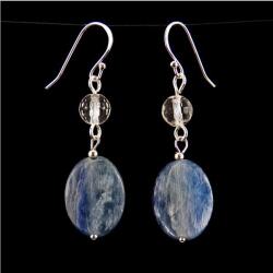  Kianit fülbevaló hegyikristály gyönggyel