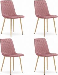 LEOBERT TURIN szék - rózsaszín bársony/lábak fa szín x 4