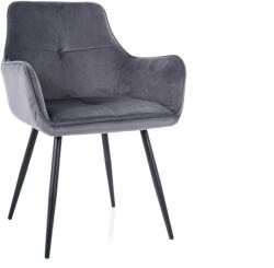 SIGNAL MEBLE Grape Velvet Szürke Bársony Étkezőszék Fekete Fém Lábakkal
