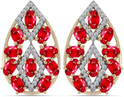  Arannyal Bevont Ezüst Fülbevaló Vörös Acháttal és Fehér Topázzal, Y63368