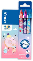 Pilot Set rollere cu cerneala albastra Pilot Frixion Clicker Fancy, 0.7 mm, Roz - Bleu - Violet (PWLT458821)