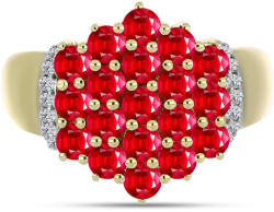  Arannyal Bevont Ezüst Gyűrű Vörös Acháttal és Fehér Topázzal, Y63418/57