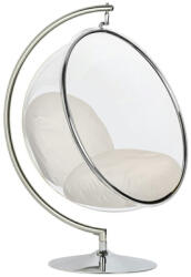 King Home Bubble Stand Akril Függőfotel Bézs Velúr Párnával