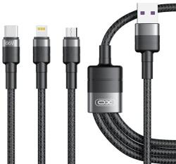 XO Cablu incarcare USB-A - Lightning / microUSB / USB-C XO Design NB-Q191 3in1, 66W, 1.2m (Negru)