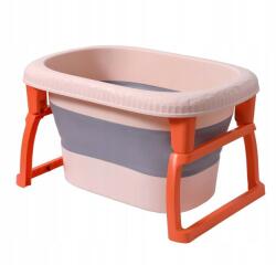  Összecsukható fürdőkád, Alista Home, PP+TPE anyagból, 0-6 éves gyermekeknek, lábakkal, ülőrésszel, szivárgásmentes, 80 x 52 x 42 cm, narancssárga