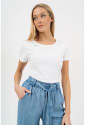 BUDMIL Strasszdíszes karcsúsított póló Női S fehér (5996408897845)