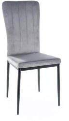 SIGNAL MEBLE Vigo Bluvel Elegáns Bársony Étkezőszék Szürke Fekete Vázzal