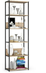 AKORD LOFT Industriális Regál 6 Polcos Fém Fekete Tölgy Sonoma (REGINDCZARSONCL600)